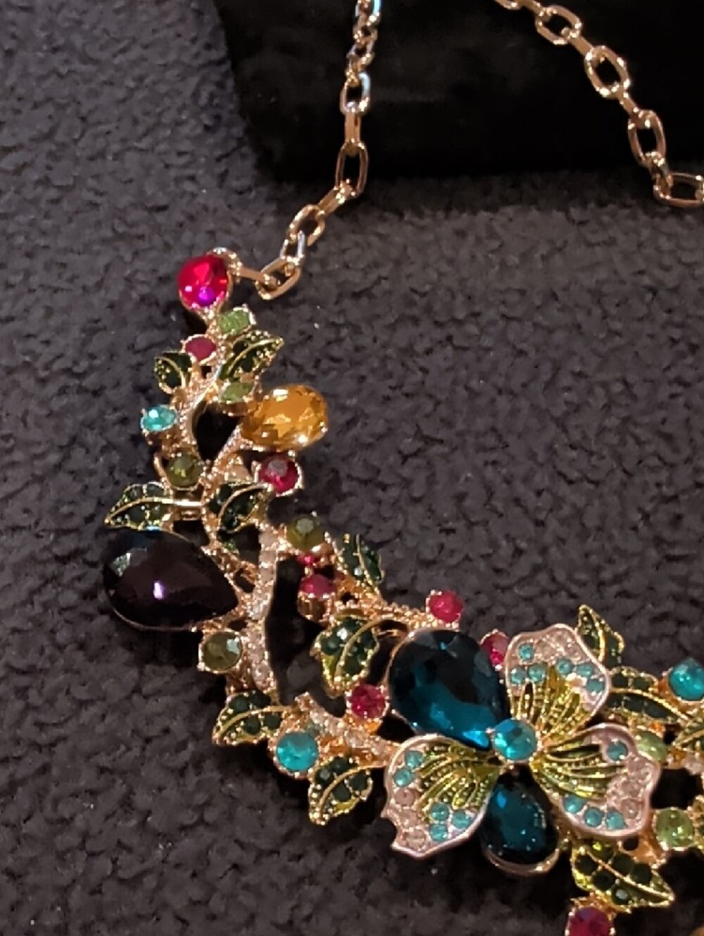 Floral Multi-Color Statement Necklace - Picture 2 of 4